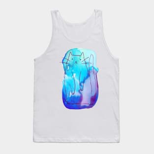 Ombre Purple Blue Watercolor Cat Tank Top